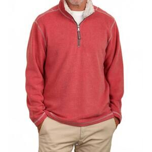 NEW TRUE GRIT melange soft fleece quarterzip sweater in spice